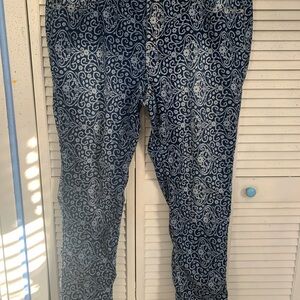 Ashley Stewart Blue & White Floral Jeans Straight Leg